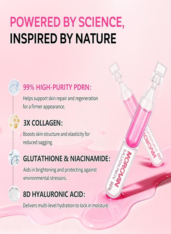 Morovan Salmon DNA PDRN Serum for Face: 99% PDRN Anti-Aging Ampoule with Collagen, Hyaluronic, Glutathione Hydrating & Firming Solution for Skin, Daily Use & Emergency Moisture, 20 x 1.0 oz - Image 5